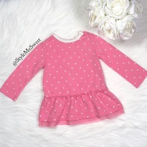 Cherokee pink knit shirt with white hearts